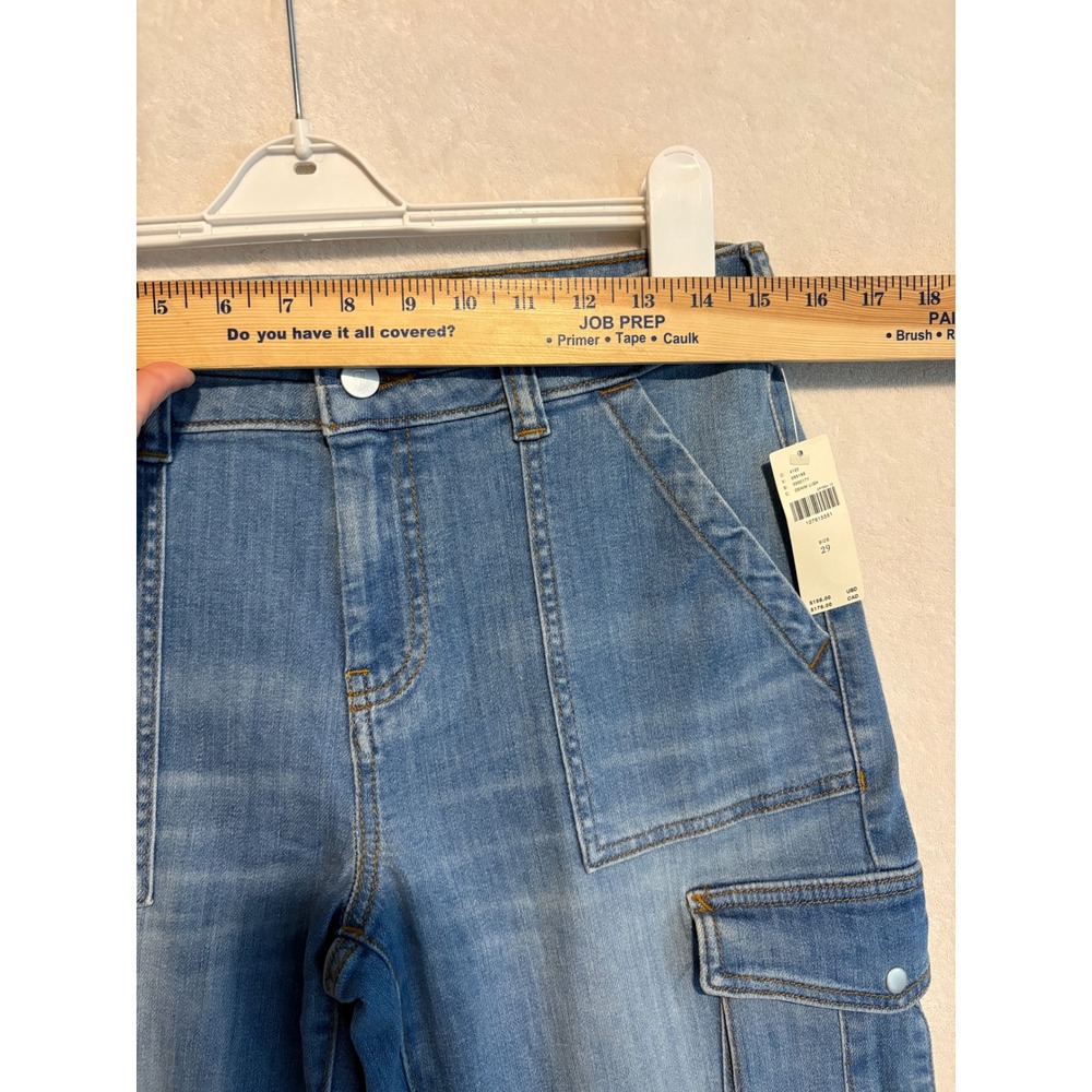 Pilcro Anthropologie Relaxed Mid-Rise Cargo Jeans Light Wash 29 Wide Leg - Picture 7 of 12